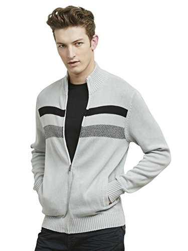 Kenneth Cole REACTION Men's Full-Zip Mock Neck Sweater with Stripes