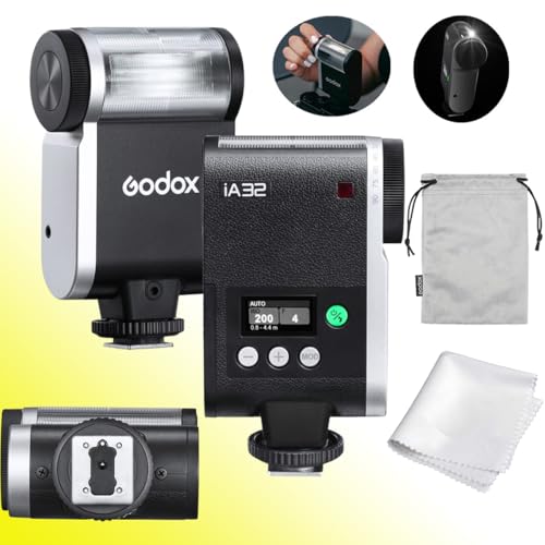 Image of Godox iA32 Mini Camera Flash - Adjustable, GN15 with 8 Levels 1 /128-1 /1, for Canon,for Nikon,for Sony, for Fuji, for Olympus,2.5s Recycle /490 Flash Times /Auto /Manual Modes