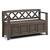 SIMPLIHOME Amherst SOLID WOOD 48 inch Wide Entryway Storage Bench with Safety Hinge, Multifunctional Transitional in Farmhouse Grey