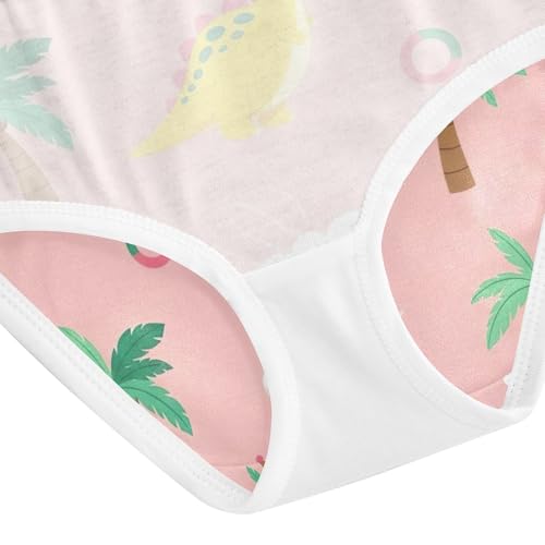 Girls Panties, Cute Yellow Dinosaurs Pink Toddler Girl Panties, Cotton Underwear for Girls, 2T–8 Years4