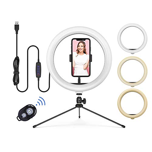 AODIAN 8-12 Selfie Ring Light with Tripod Stand & Cell Phone Holder for Live Stream/Makeup, Dimmable Led Camera Beauty Ring Light for Video/Photography, Compatible with iOS Android