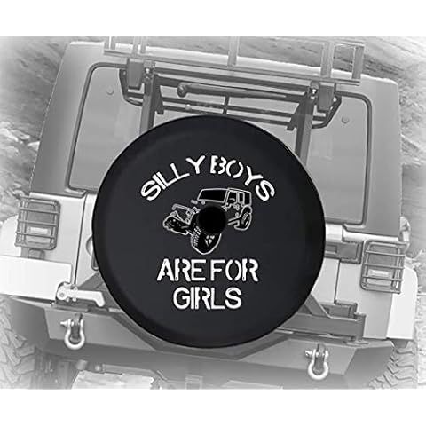 Silly Boys These are for Girls Off Road 4x4 Girl Rough Terrain Driver Free Spirit Travel JL Spare Tire Cover with Backup Camera Hole Black Size 32 Inch Cover
