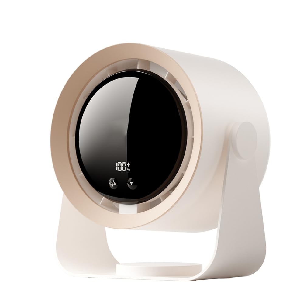 Ventilatore Circolatore D'aria, Silenzioso, Portatile Con Display Digitale, Ventilatore Da Tavolo Ricaricabile Da 5400 Mah, Circolatore D'aria Per Tutta La Stanza Con 100 Velocità (Beige)