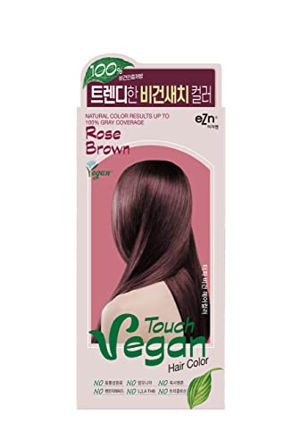 eZn Touch Vegan Permanent Hair Color Rose Brown - Ammonia Free No THB No Triclosan No Phthalates No Gluten Vegan Cruelty Free up to 100% Gray Coverage