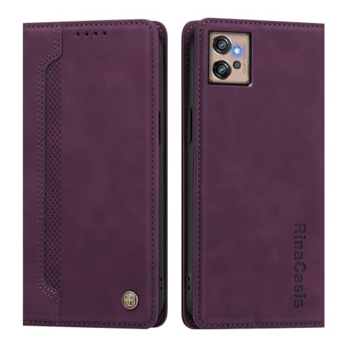 rongki Leather Case for Motorola Moto G32, Premium Synthetic Leather Magnetic Closure Folio Case with Soft TPU Inner Shell Card Slots Kickstand Phone Case for Motorola Moto G32, Violet