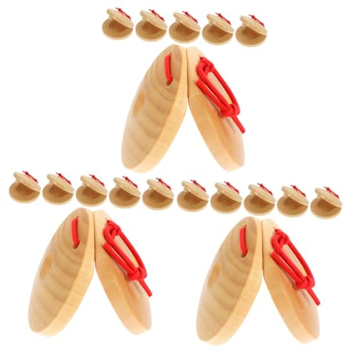 BESPORTBLE 3sets 6pcs Wooden Castanets for Schima Superba Percussion Instruments for Developing Rhythm Melody and Musical Skills Natural Color Musical for Early Childhood 6pcs*3