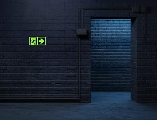 notlok Safety Work Fire Exit Sign, 15 x 30 cm, Fluorescent PVC, Green Yellow, Emergency Exit Right and Arrow to the Right - Image 4