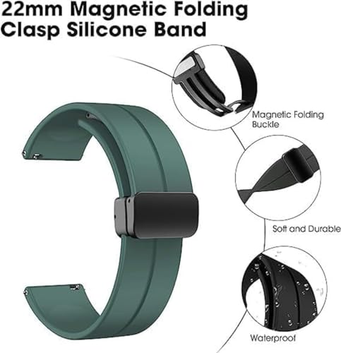 Image of GameSir 22mm Smartwatch Strap | Soft Silicone Magnetic Lock Replacement Band Compatible with Noise ColorFit & All 22mm Lug Watches | Flexible, Sweatproof & Fashion Design Strap (Green)
