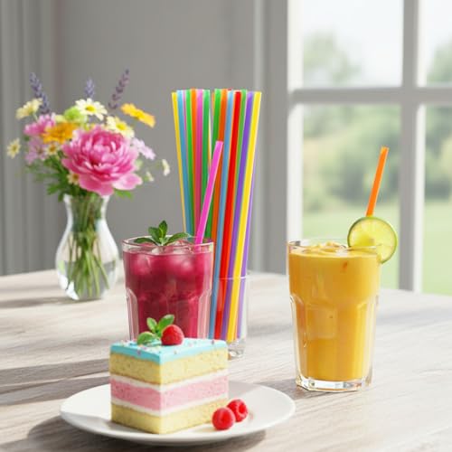 1200 pitillos plásticos desechables multicolor largos 25.9 cm miniatura 4