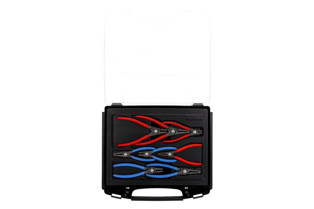GEDORE Juego de alicates para circlips, 8 piezas, Juego de herramientas para circlips interiores y exteriores, Rectos y acodados en 90°, 1101-005