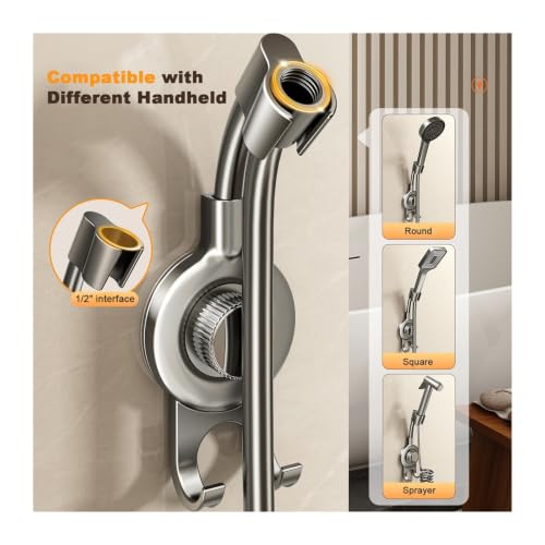 Soporte de ducha con ventosa orientable sin perforación para regular altura 6