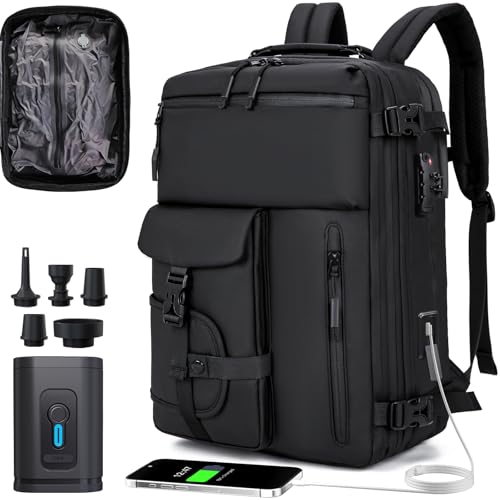 Travel Backpack for Women Men, Airline Certified Travel Backpack, Vacuum Backpack with USB Ports and Electric Pumps, Anti-Theft Waterproof 18 Inch Laptop Backpack - Main Image