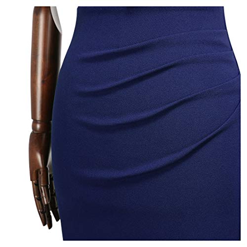 Image of Miusol Women's Retro 1950s Style Half Collar Ruffle Cocktail Pencil Dress