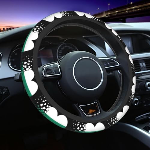 Bulgaria Bulgarian Heart Shaped Flag Car Steering Wheel Cover Elastic Non Slip Vehicle Steering Wheel Protector 15 Inch for Men Women