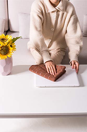 Microfiber Dish Towels - Soft, Super Absorbent And Lint Free Kitchen Towels - 8 Pack (Lattice Designed Brown Colors) - 26 X 18 Inch #TOP4