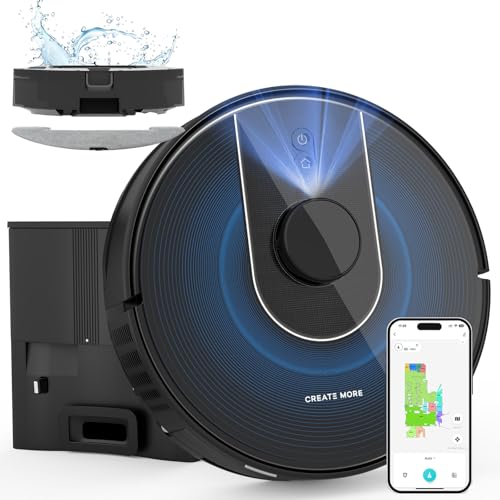 Bagotte Robot Vacuum and Mop, Robot Vacuum Self Emptying, 5000Pa Powerful Suction, 90-Day Hands-Free, Advanced Smart Mapping, LiDAR Navigation Robotic Vacuum for Pet Hair, Dust, Carpet, WiFi/App/Alexa