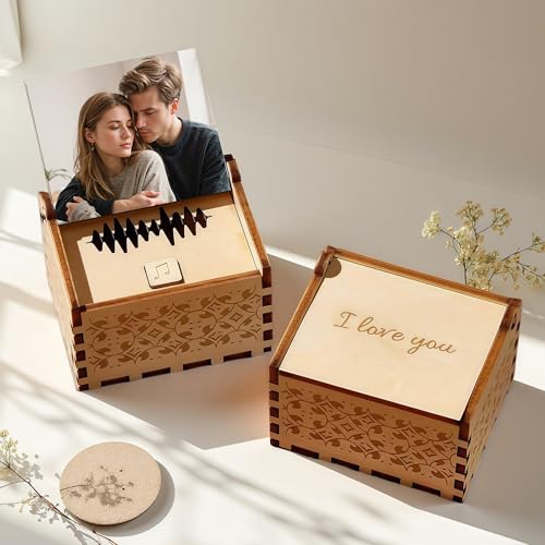 Caja de Música Personalizada, Caja de Música de Madera Personalizable con Fotos y Música Regalo Musical Distintivo para San Valentín, Navidad, Bodas Ideas de Regalos Románticos para Parejas y Mujeres