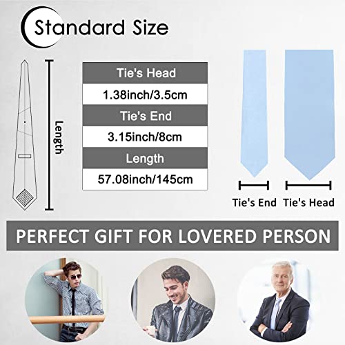 Image of Luckyvestir Mens Tie Solid Satin Neck Ties 3.15'' Formal Necktie for Wedding Business Christmas Father's Valentine's Day Gift