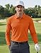 MAGNIVIT Men's Quick Dry Athletic Golf Polo Shirts Workout Running Gym Long Sleeve Tennis Shirts Orange L