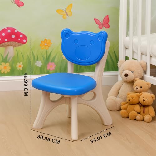 Image of Amazon Brand - Supples Kids Study Table and Chair Set | Durable & Multi-Purpose | Plastic Table & Chair Set for 2+ Years Baby | Rectangular Shape | White & Blue