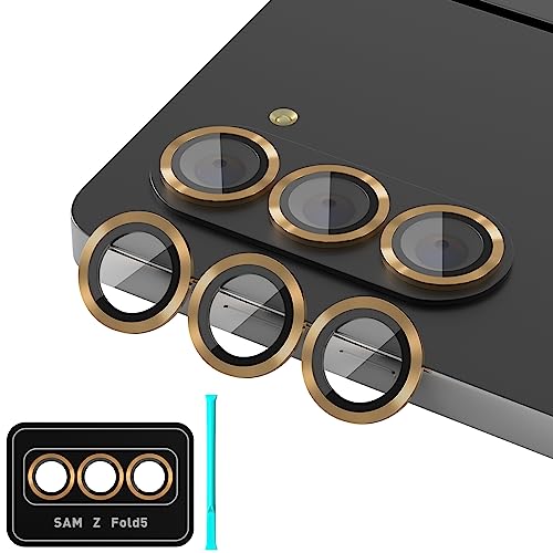 Protector de cámara Samsung Galaxy Z Fold 5 5G estilo textura de metal elegante y resistente