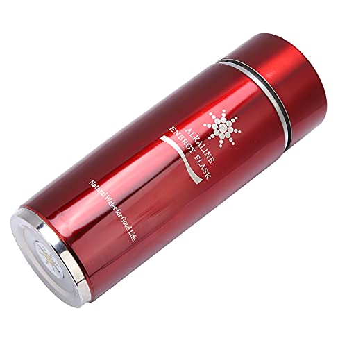 KIMISS Botella Alcalina Botella de Nano Energía Acero Inoxidable Botella de Agua Alcalina de Acero Inoxidable Portátil Nano Balance Bio Energy Lonizer Cup Flask (Plata) (Rojo)