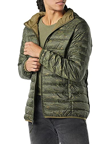 Amazon Essentials Doudoune à Capuche Légère, Paquetable et Résistante à L’Eau Homme, Vert, Tigre/Camouflage, M