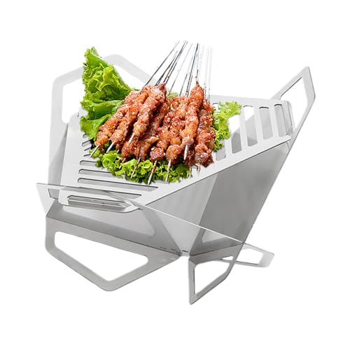 Brasero portátil para camping – 27 cm de acero inoxidable – Calentador de exterior para patio trasero | Portátil plegable con bolsa de almacenamiento para jardín, terraza, barbacoa, fiesta adulto