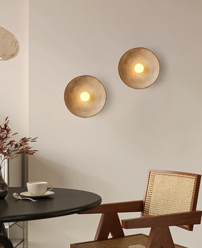Image of Retro Japanese Wall Sconce,10.23 inch Diameter Wabi Sabi Wall Art Lamp Bronze Resin Indoor Decor Wall Lamps LED Vintage Wall Sconces for Hallway Bedroom Bedside Living Room Kitchen Island