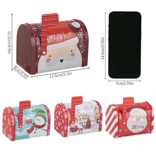 Buzón de lata para caramelos navideños ideal para regalar tarjetas y dulces 6