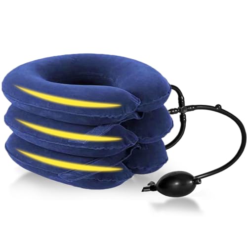 NexusSmash Neck Traction Device for Neck Pain Relief, Neck Stretcher, Comfortable Neck Stretcher Cervical Traction, Inflatable Neck Brace, Neck Traction Pillow for Neck Decompression (Blue)