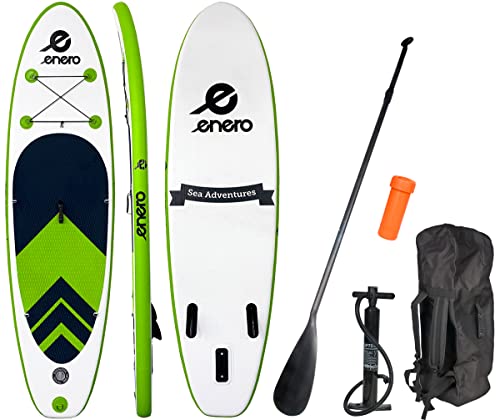 Enero SUP Board Aufblasbares Stand Up Paddle Board Leichtes Wassersportboard mit Rucksack, Pumpe, Aluminiumpaddel, Max Belastung 80kg, 275 x 76 x 10 cm, Grün