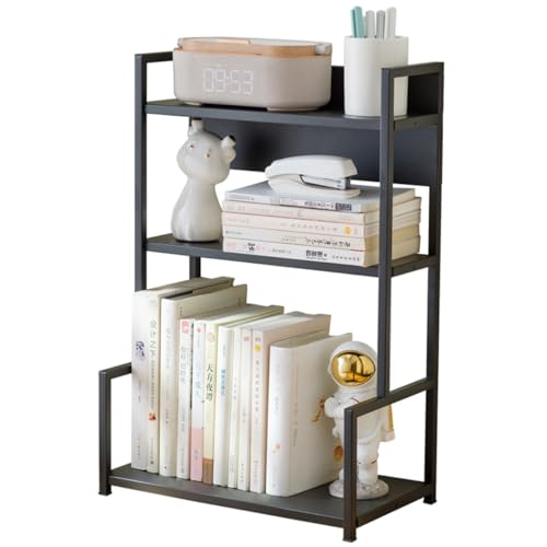 Estante de Escritorio de 3 Niveles, Librero Minimalista Moderno, Estante para Libros Industrial Pequeño, Multiusos Estante de Organizador Almacenamiento para...