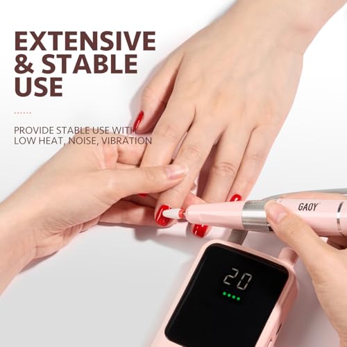 Lime à ongles électrique rechargeable rose GAOY avec 12 forets