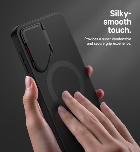 Image of SURITCH for Samsung Galaxy S25 FE Phone Case, Magnetic Protective Cover with Camera Cover & Adjustable Metal Kickstand for Galaxy S25 FE (2025)-Black