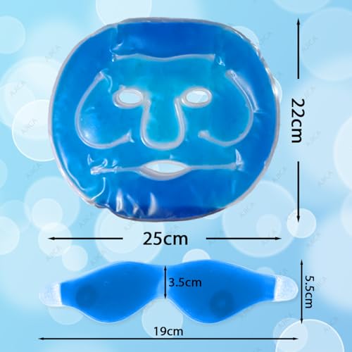 Image of Aqua Ice Face & Eye Cooling Gel Mask and Aloe Vera Gel Mask Ice Pack for Face and Eye Patches Remove Dark Circles, Fatigue Cool Eyes Patch Pads Eye Care | Facial Skin Refresh Face Mask for Hot & Cold Therapy (Blue Face Mask, Blue Magnetic Eye Mask)