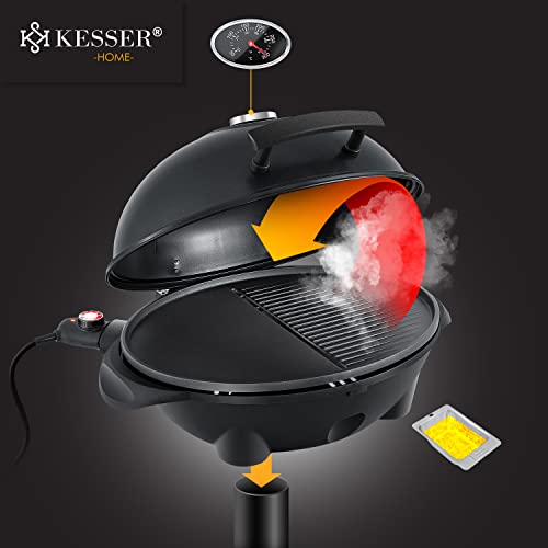 KESSER® Parrilla eléctrica 2 en 1 - Plancha Grill XXL | 2400W | Antiadherente | Tapa de pie | Columna eléctrica