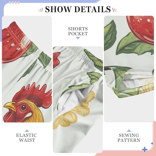 ZZXXB Rooster and Fruits Boys Long Pants Soft Trousers Elastic Waist Kids Lounge Bottoms with Pockets S-XL4