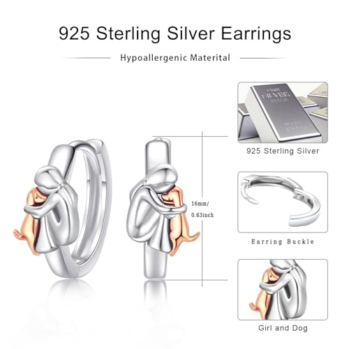 Image of 925 Sterling Silver Dog Earrings Cute Animal Puppy Stud Earrings Dog Jewelry Gifts for Women Girls Pet Lover Hypoallergenic Earrings for Sensitive Ears