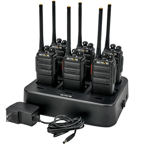 Retevis H-777S Walkie Talkies Long Range,Heavy Duty Portable FRS Two-Way Radios, Hands Free,Safe Call,Rugged Commercial 2 Way Radios with Gang Charger,for Warehouse, Churches,Jobsite(6 Pack)
