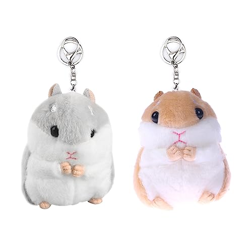 UTENEW 2 Pack Plush Hamster Keychains Stuffed Animal Keyring Pendant