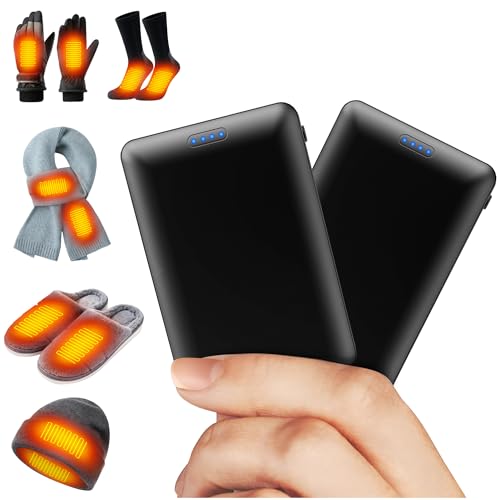2 PCS Battery Pack for Heated Gloves Socks Slippers Hat Scarves - 5V2A 5000mAh DC & USB Output Rechargeable for Heating Clothing Battery