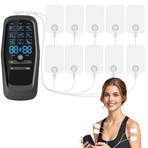 SGZIOO TENS Machine for Pain Relief TENS Machine for Labour with 10 Patches Labour Pain Simulator for Men with 9 Massage Modes EMS Muscle Stimulator for Back Neck Shoulder Joint Pain Relief