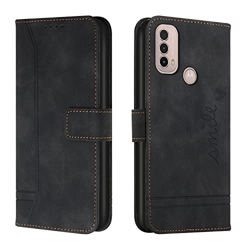 Hious Handyhülle für Motorola Moto E40, Leder Flip Tasche Hülle, mit Magnetverschluss & Kartenhalter & Ständer & Handschlaufe Schutzhülle Cover