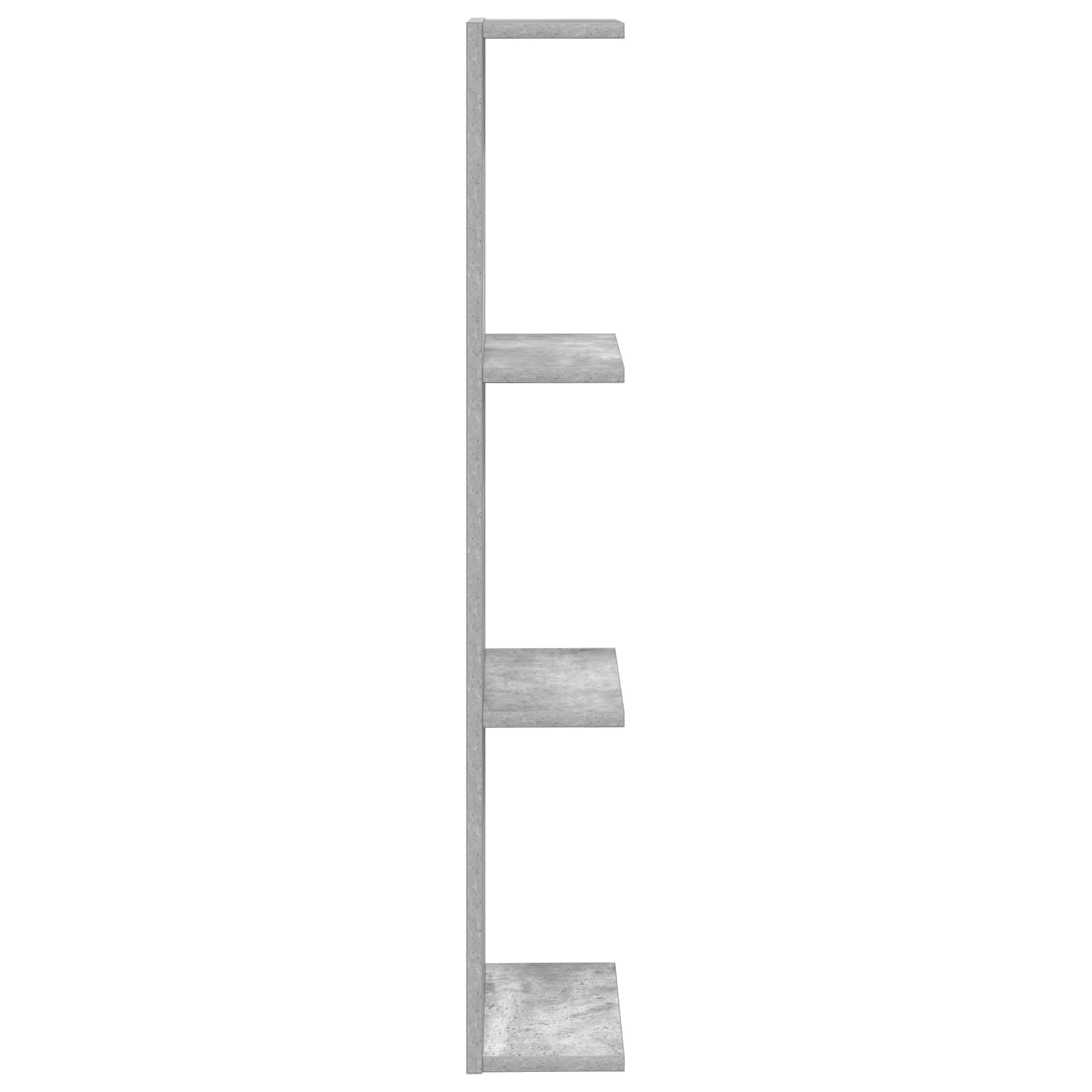 Regał ścienny, zestaw 2 sztuk, szary beton, 22 x 15 x 100 cm, materiał drewnopochodny, montaż na ścianie, do dekoracji książek, do salonu, sypialni, korytarza, biura, montaż