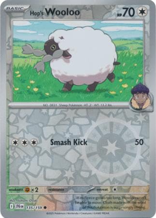 Pokemon - Hop’s Wooloo 135/159 Journey Together – Reverse Foil – Single Card