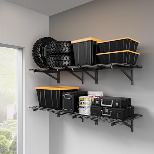 4 Pack Heavy Duty Garage Wall Shelving Set (2x3ft), Wall Mounted ...