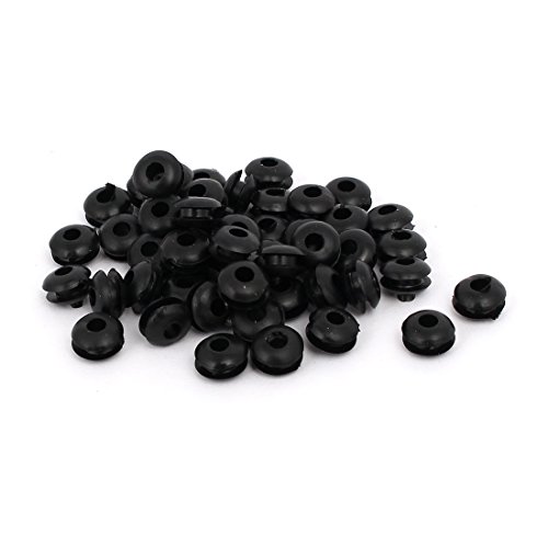 uxcell 3mm Inner Dia Electrical Wire Cable Rubber Wiring Grommet Black 50pcs