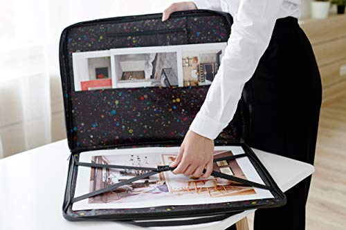 Art Portfolio Case - 19x15 Waterproof Portfolio Folder for Artwork - Artist Zipper Carrying Bag with Storage for Drawing Photography or Poster - Large Size 19" x 15"