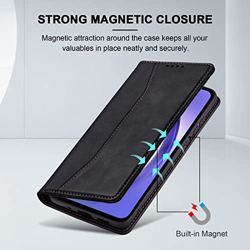 Image of Jasonyu Wallet Case for Samsung Galaxy A54, Flip PU Leather, Black